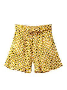 Cub McPaws Girls Yellow Printed Shorts