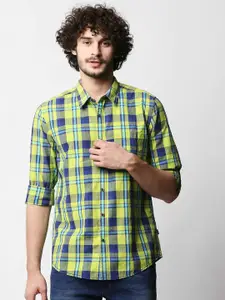 Pepe Jeans Men Green Standard Tartan Checked Casual Shirt