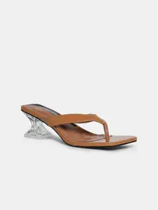 20Dresses Tan PU Party Block Sandals