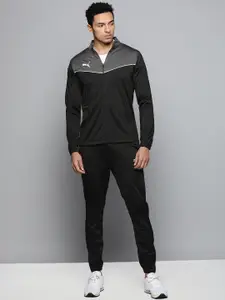 Puma Men Black & Grey Colourblocked individualRISE Slim Fit Football Tracksuit
