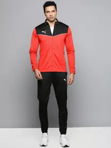 Puma Men Red & Black Colourblocked individualRISE Football Slim Fit Tracksuit
