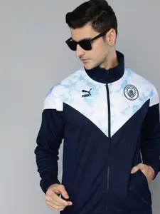 Puma Men Navy Blue And White Colourblocked DryCell Football Jacket