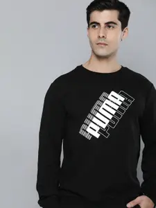 Puma Men Regular Fit Power Logo Printed Crew Neck Pullover Sweatshirt