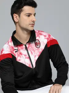 Puma Men Black And Red Colourblocked Mock-Collar DryCell Sporty Football Jacket