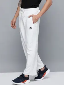 Puma Puma Men White & Black Classics Dad Solid Track Pants