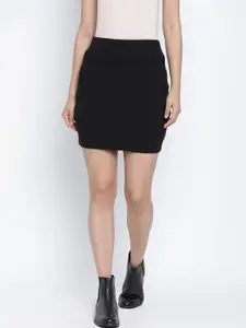 DRAAX Fashions Women Black Solid Pure Cotton Skirt
