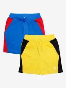 KiddoPanti KiddoPanti Set Of 2 Boys Yellow & Blue Shorts