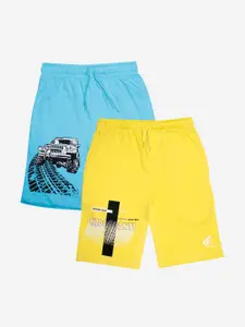KiddoPanti Boys Pack Of 2  Kiddopanti & Jeep Printed Sports Shorts