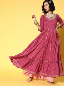 Ishin Pretty Pink Cotton Tiered Kurta