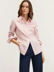 MANGO Women Pink Solid Casual Shirt