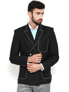 Shaftesbury London Black & White Regular Fit Double-Breasted Casual Blazer