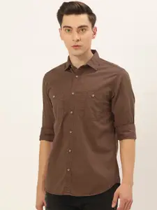 IVOC Men Brown Solid Casual Shirt