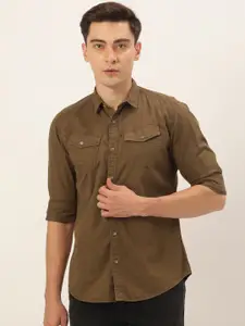 IVOC Men Brown Slim Fit Casual Shirt
