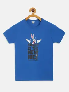 Eteenz Girls Blue & Grey Bugs Bunny Printed T-shirt