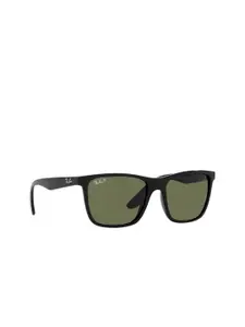 Ray-Ban Men Green Lens & Black Square Sunglasses with Polarised Lens 8056597440509