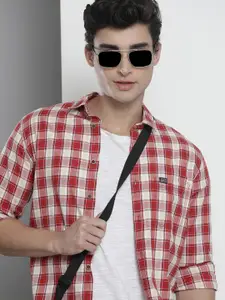 The Indian Garage Co Men Red & White Checked Casual Shirt