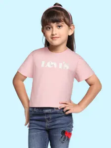 Levis Girls Pink & White Brand Logo Printed T-shirt