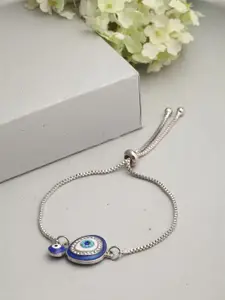 Ferosh Women Silver-Toned & Blue Evil Eye Charm Bracelet