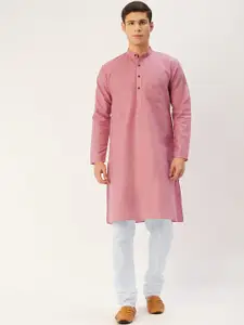 Jompers Men Magenta Pink Pure Cotton Kurta with Churidar