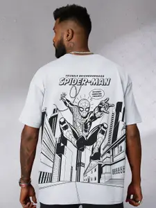 The Souled Store Men White Spiderman No Way Home Spidey Sense Print Oversized T-Shirt