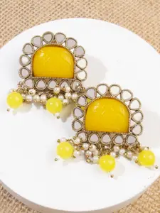 AccessHer Gold-Plated & Yellow AD Studded Earrings