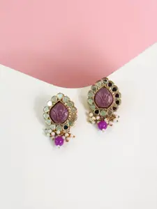 AccessHer  Gold-Plated & Purple AD Studded Earrings