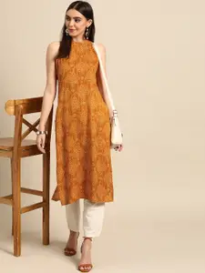 Anouk Women Yellow Bandhani Printed Kurta