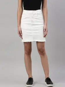 ZHEIA Women White Denim Mini Skirt