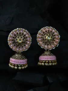 justpeachy Pink Classic Jhumkas Earrings