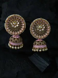 justpeachy Pink Gold-Plated Jhumkas Earrings