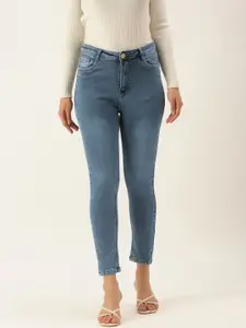 SHECZZAR Women Blue Cotton Skinny Fit High-Rise Light Fade Jeans