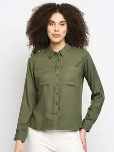 Pepe Jeans Women Olive Green Casual Shirt