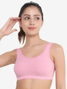 XOXO Design Pink Solid Cotton Anti Odour Workout Bra