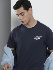 Tommy Hilfiger Men Navy Blue Brand Logo Printed Organic Cotton T-shirt