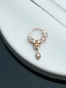 Priyaasi Rose Gold-Plated White American Diamond Studded Nose Ring