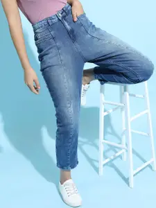 Tokyo Talkies Women Blue Straight Fit Low Distress Heavy Fade Jeans