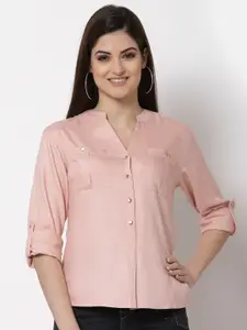 Style Quotient Women Nude-Coloured Classic Casual Shirt