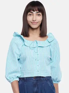 People Woman Blue Striped Top
