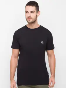 GIORDANO Men Black Monochrome Slim Fit Cotton T-shirt