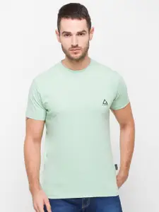 GIORDANO Men Green Slim Fit T-shirt