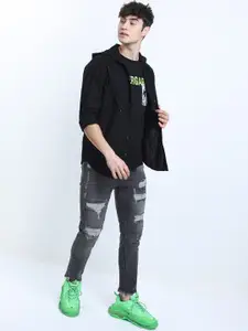 HIGHLANDER Men Grey Slim Fit Distressed Stretchable Jeans