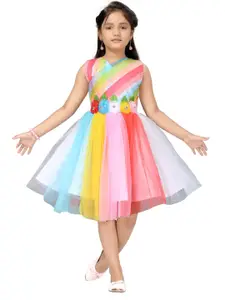 Aarika Girls Multicoloured Net Fit & Flare Dress