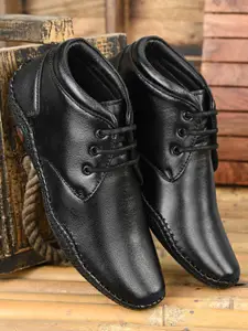 Mactree Men Black Leather Formal Derbys