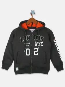 Monte Carlo Boys Olive Green Printed Hooded Sweatshirt