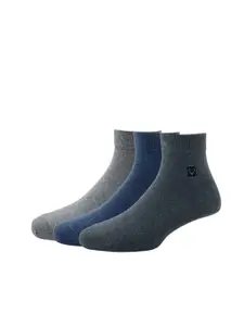 Allen Solly Men Pack Of 3 Grey Melange & Navy BlueSolid Above Ankle-Length Socks