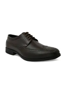 INVICTUS Men Brown Textured Faux Leather Formal Brogues