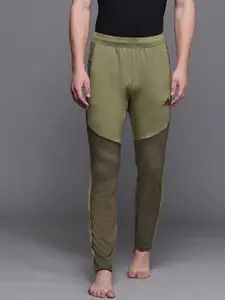 ADIDAS Men Olive Green Colourblocked Yoga Sustainable Track Pants