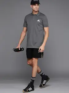 ADIDAS Men Charcoal Grey Polo Collar T-shirt