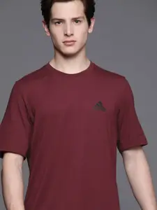 ADIDAS Men Burgundy FR Solid Sustainable T-shirt