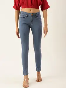 FOREVER 21 Women Blue Slim Fit Mid-Rise Clean Look Jeans